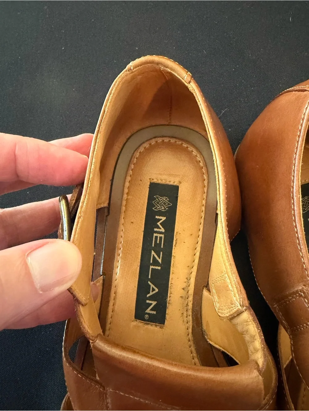 Mezlan Collins Leather Adjustable Buckle Fisherman Sandals